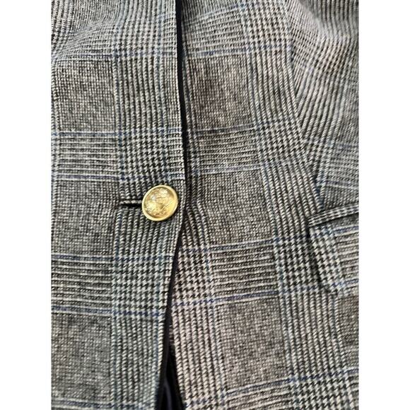 J.Crew Women's Regent Gray Plaid Gold Shield Button Surgeon Cuff Blazer Size 2 - Picture 4 of 9